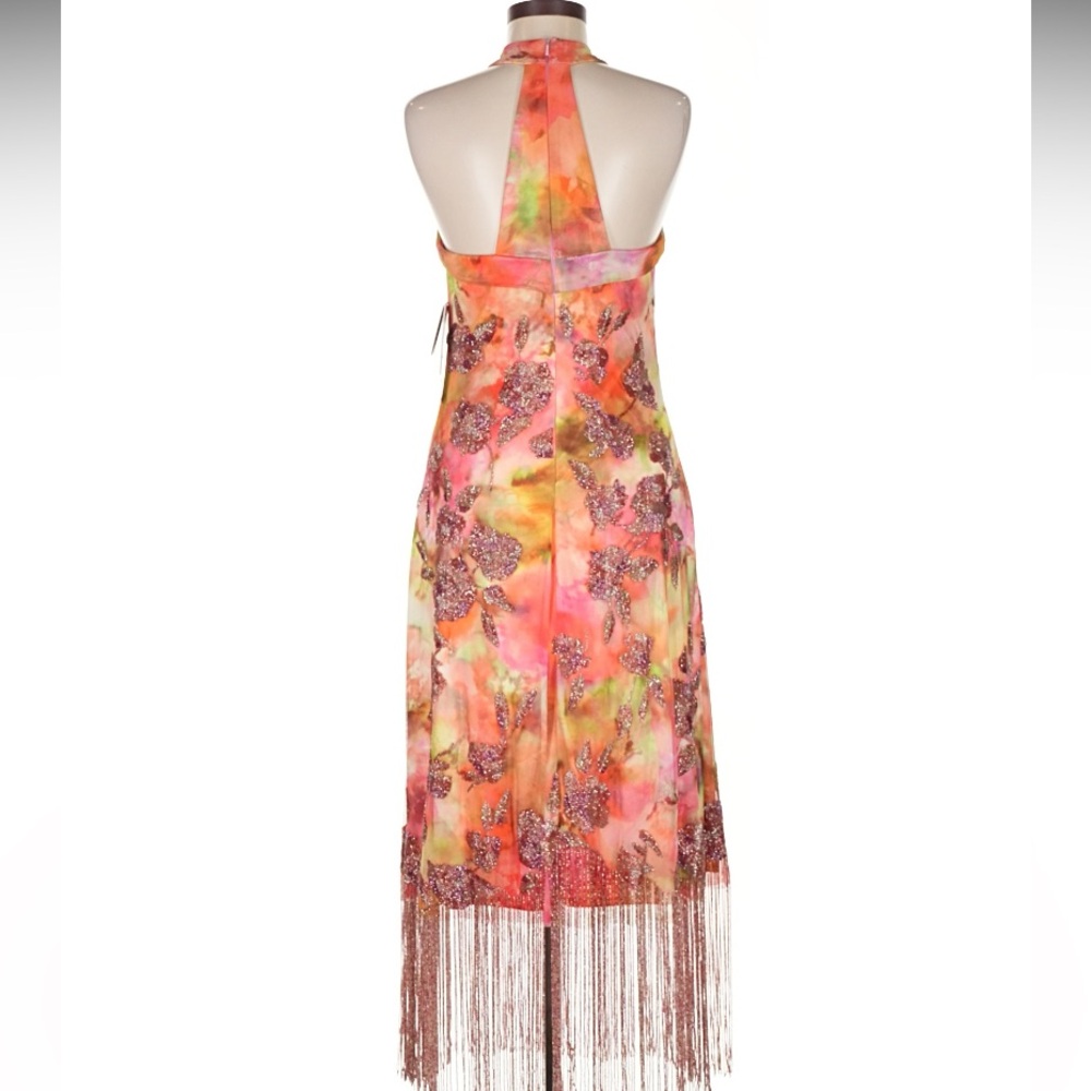NWT Theia Brigitte Fringe Halter Dress Retails $1245 no offers lowest priced - Picture 2 of 11